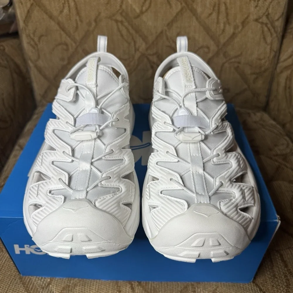 Hoka One U Hopara White Men 10 Running Water Shoe Sandals 1123112‎ Nee